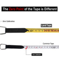 Comparison of zero calibration on Heavy Duty Fiberglass Tape Measure 330 Feet 100 Meters Open Reel Built Tough With One Half Inch Wide Blade