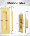 Gold Finish 4.72 Inch Pocket Door Handles And Edge Pulls In 304 Stainless Steel Recessed Flush Finger Pulls product size dimensions