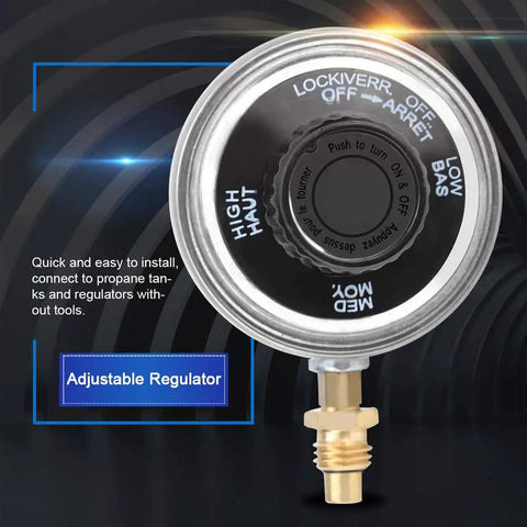 Low Pressure Gas Regulator With Adjustable Valve For BBQ Grills Patio Heaters Fire Pits And Outdoor Cooking 1 Inch 20UNF Zinc Alloy Build