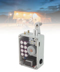 Portable Hand Crank Generator For Emergency Power On The Go, No Batteries Needed, in front of illuminated camping tent