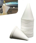 50 Pack Disposable Paper Oil Funnels for Cars and Home, 6oz Engine Oil Funnels shown for automotive use and stacked for storage.