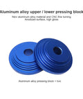 Aluminum alloy pressing block components from Bike Repair Tool Kit for Headset and Bottom Bracket Removal, ball bearing design, blue anodized.
