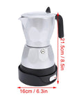 Electric Moka Pot 3 Cup Aluminum Coffee Maker with Detachable Base, Portable Italian Cuban Style Mocha Pot with Transparent Lid