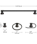 Dimensions of Oil Rubbed Bronze All In One Bathroom Set With 3 Light Vanity Fixture And Coordinating Towel Bar Towel Ring Robe Hook And Toilet Paper Holder