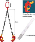 Heavy Duty 2200 Lbs Vertical Drum Lifter With Double Chains For Metal Barrels, Strong Alloy Steel Hoist Sling For Crane Or Forklift Use with hook and chain dimensions.