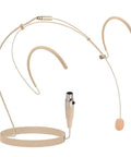 Dual Over-Ear Headset Mic For Presentations With Omni-Directional Condenser Pickup, Hands-Free Pro Audio, 4-Pin Mini XLR, 3.9 Ft Cable, Windscreen, Secure Fit Beige