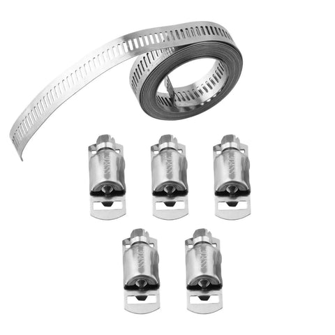 Premium Stainless Steel Hose Clamp Kit With Adjustable Worm Gears For Quick Tightening And Secure Grip. Heavy Duty 304 Grade Metal Bands Fit All Sizes Perfectly For Automotive, Plumbing Or Industrial Jobs. No More Leaks Or Loose Fittings On The Job. Easy.