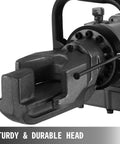 Close-up of Happybuy Portable Electric Rebar Bender, 900W hydraulic head showing sturdy design for bending 5/8 inch #5 16Mm steel rods.