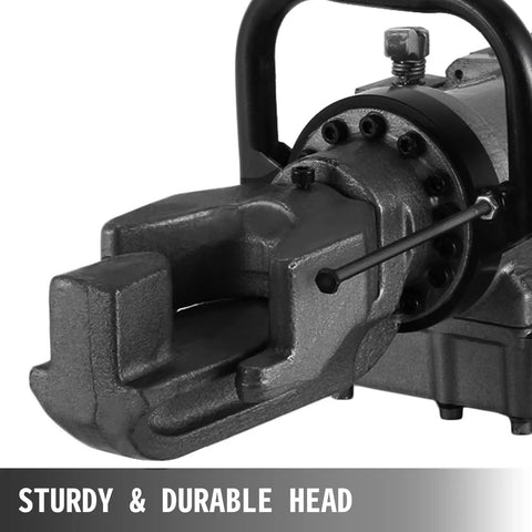 Close-up of Happybuy Portable Electric Rebar Bender, 900W hydraulic head showing sturdy design for bending 5/8 inch #5 16Mm steel rods.