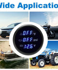 Rugged 2 Inch 52mm 3 in 1 Triple Gauge Set with night vision display for cars, trucks, boats, and marine use
