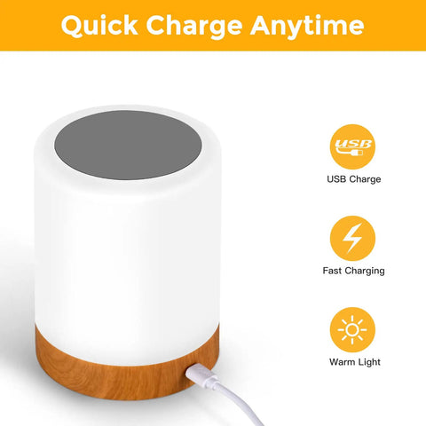 Go-To Night Light Touch Lamp With Built In Battery RGB LED Desk And Bedside Lamp 360 Degree Touch Control USB charging