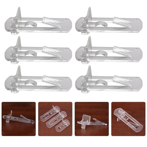 30 Pack Plastic Shelf Support Pegs For Wood And Glass Shelves, Easy Install, Smooth Surface Clips Shown in Multiple Angles