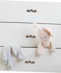 Vintage Zinc Alloy Cabinet Pull Handles 56x17mm 20pcs on white dresser with plush toy and socks