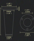 Diagram of Adjustable Metal Furniture Legs In Zinc Alloy Replacement Feet For Sofa Cabinet And Coffee Table - White 120mm Height