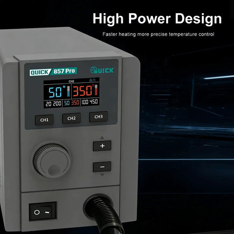 Pro Grade High Power 580W Digital Hot Air Rework Station With LCD Display And Stepless Fan Speed 3 Nozzles for PCB Repair
