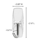 Dimensions of Medium Clear Wire Toggle Hook With Adhesive Strips Set Of 6 Hooks And 8 Strips For Damage Free Hanging up to 2 lbs