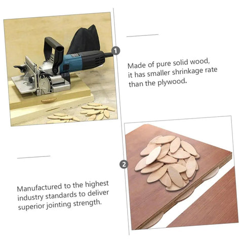 Beech Wood Biscuit Joiner Kit With 100 Pcs Biscuits For Woodworking displayed on wooden surface.