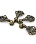 Vintage Pendant Pull Handles Set Of 4 In Distressed Antique Brass, Zinc Alloy Cabinet Dresser Wardrobe Pulls With Entangled Leaves Design