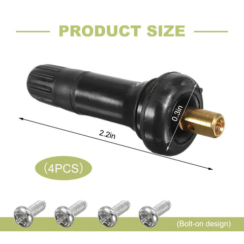 4 Pack Tire Valve Stems 20008 Rubber Snap In Tubeless Airtight Fit 0.453 Inch Rim Holes Replacement For Car Truck Motorcycle TPMS