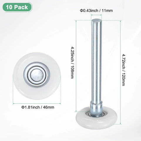 10 Pack Nylon Garage Door Rollers With Quiet 1.8 Inch Wheels And 4.3 Inch 109 Mm Stems High Load Beefed Up 11 Ball Sealed Bearings