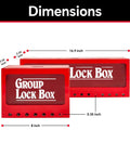 Portable Lockout Tagout Lock Box Kit With Clear Sliding Window Key Pegs ID Labels And Easy Access Padlock Storage For Lock Out Tag Out Stations Red 1 Pack dimensions