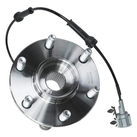 4WD Wheel Bearing Hub Assembly Set For Nissan Frontier And Pathfinder, 6 Lug With ABS, Front And Rear Hubs, Fits 2005 To 2019 Frontier And 2005 To 2012 Pathfinder 4x4 Models, Includes Replacement Part Numbers 515065 541003, Beefed Up 4x4 Upgrade.