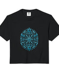 Cool Boxy Crop Top For Machinist Guys Featuring Vise Gauge Square And CNC Tools Gift Set With Soft Garment Dyed Ring Spun Cotton Comfort Colors, black with blue graphic design.