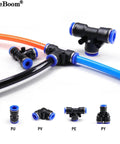 Super Cool 100 Piece Pneumatic Fittings Kit Push To Connect Air Hose Adapters For Quick Assembly With Adjustable Size Port And Elegant Black Finish Fit Perfectly For Compressors And Industrial Tools. black PU PV PE PY push-to-connect pneumatic fittings for 4-12mm air hose