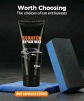 Car Scratch Repair Kit With Deep Scratch Remover Polish Wax And Wipe Sponge For Vehicles bottle, sponge, and cloth
