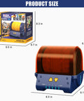 Quiet Rock Tumbler Kit With 5 Day Timer For Kids And Adults, product packaging and tumbler dimensions shown.