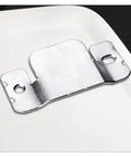 Close-up of a heavy duty interlocking furniture clip for Universal Sectional Sofa Connectors, metal with two holes for secure attachment.