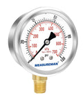 Glycerin Filled Two And A Half Inch Pressure Gauge Kit With Beefy Brass Adapter One Quarter NPT Female Stainless Steel Sheath 0 To 100 Psi Dual Scale KPa For Plumbing HVAC And Gas Lines Heavy Duty Test Tool.