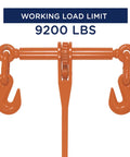 Heavy Duty Chain Binder With Swivel Hooks For Flatbed Tiedowns, Ratchet Load Binder For Trucks And Trailers, 9,200 Lbs Working Load Limit, Orange
