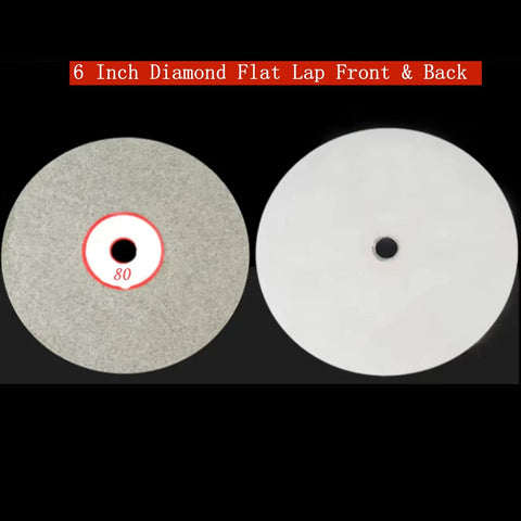 Diamond Polishing Disc Set Six 6 Inch Flat Lap Wheels With 80 Grit Front Back View