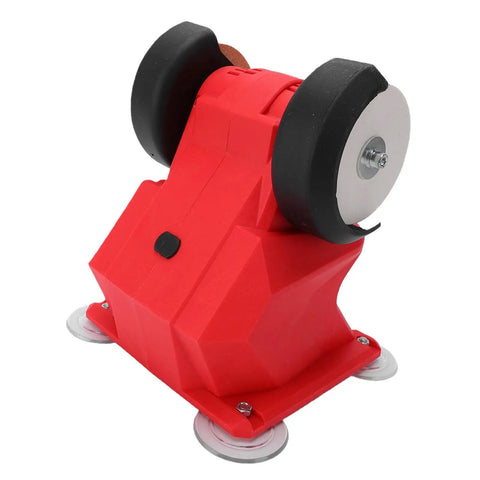 No Nonsense Cordless Bench Grinder Packing 5500 RPM And 70mm Dual Wheels in red with plastic body and rubber wheels.