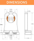 Dimensions diagram of Non Shunted LED Tombstones Pack Of 50 T8 Lamp Holders UL Turn Type Lampholders with measurements.