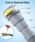 Close-up of 6 Feet Universal Drain Hose Kit for Washing Machines and Dishwashers With Corrugated Hose showing size markings and clamp.