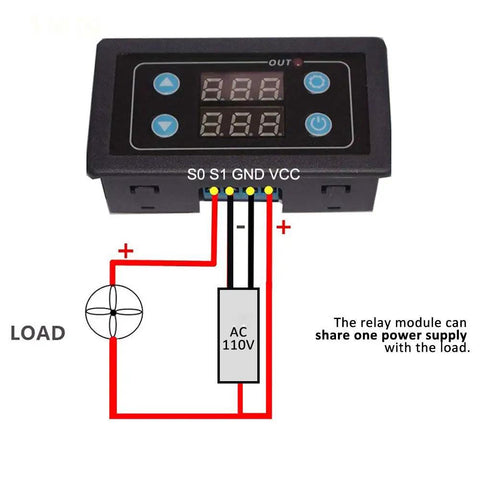 Plug And Play Delay Relay Module AC 85V-265V With LED Display Time Delay Switch 0-999S 0-999M 0-999H Digital Timer For Lights Water Pumps Engines Cycle Delay Relay Control wiring diagram with AC 110V load