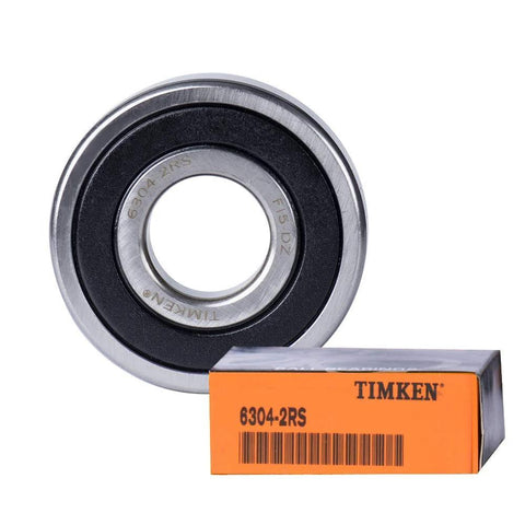 Timken 6304-2RS deep groove ball bearing, 20x52x15 mm, rubber-sealed; 2-pack with orange Timken box