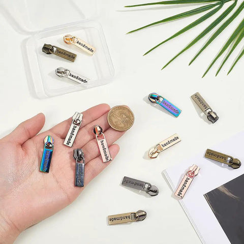 14 Piece Zipper Pull Replacement Kit With Seven Colors Alloy Rectangular Slider Heads For Purses Luggage Bags And Sewing Projects