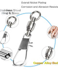 Beefy Stainless Steel Ball Bearing Snap Swivels For Fishing Heavy Duty Saltwater Interlock Tackle Snaps With Smooth Rotation 18.3 Pound Load Rating 25 Pack Line Connectors For Lures And Rigs stainless steel swivel with nickel-plated body