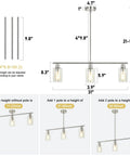 Dimensions of Three Light Pendant With Clear Glass Shades In Brushed Nickel For Kitchen Island And Dining Room Dope Modern Farmhouse Chandelier With Adjustable Height Hanging Light Fixture