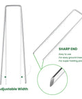 Beefy 6 Inch Galvanized Steel Garden Stakes Staples U Shaped Ground Pegs For Securing Weed Fabric Landscape Netting Ground Sheets And Fleece Anti Rust Outdoor Lawn Yard Stakes Pack Of 10 with close-up on adjustable width and sharp end.