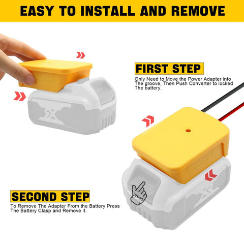 Universal Battery Adapter For 20V And 18V Drill Packs To Power RC Cars, Trucks, And Robotics installation steps diagram