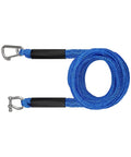 Elastic Bungee Dock Line For Boat Mooring 14 Ft Rope With 316 Stainless Steel Clips showing coiled blue rope and clips