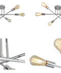 Six Light E26 Sputnik Semi Flush Mount Ceiling Light Fixture For Kitchen Dining Living Room Bedroom Foyer Dope Industrial Style UL Listed