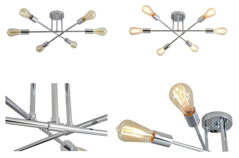 Six Light E26 Sputnik Semi Flush Mount Ceiling Light Fixture For Kitchen Dining Living Room Bedroom Foyer Dope Industrial Style UL Listed