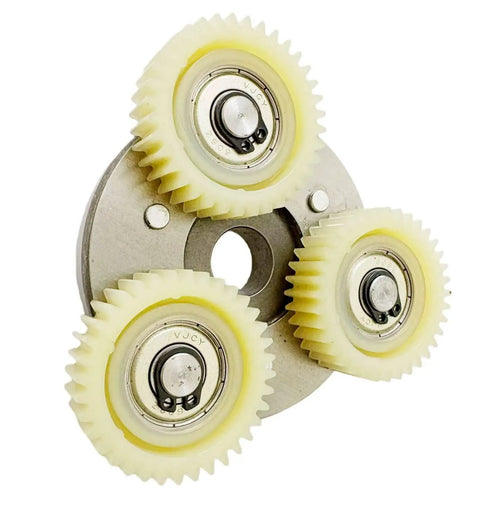 36T Nylon Clutch Gear Kit for Left Side Electric Bike Hub Motors, 38mm planetary gear with bearings, close-up view