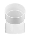 PVC 6-Inch 45-Degree Elbow for Hub to Hub Solvent-Weld Connections, white sewer and drain pipe fitting front view