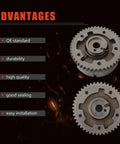 Pro Grade VVT Cam Sprocket And Timing Phaser Kit For 2011-2017 Nissan Juke showcasing advantages like durability and easy installation.